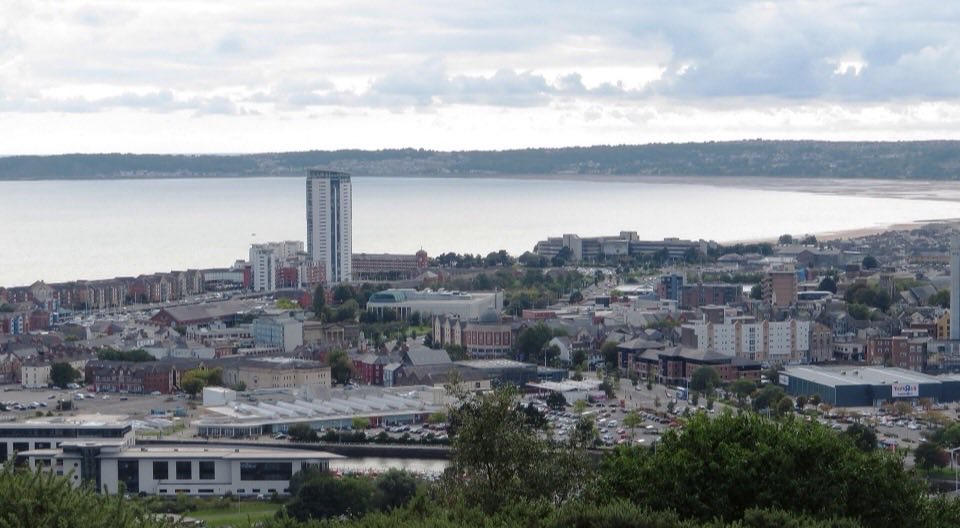 Swansea city centre and Swansea Bay from Kilvey Hill
